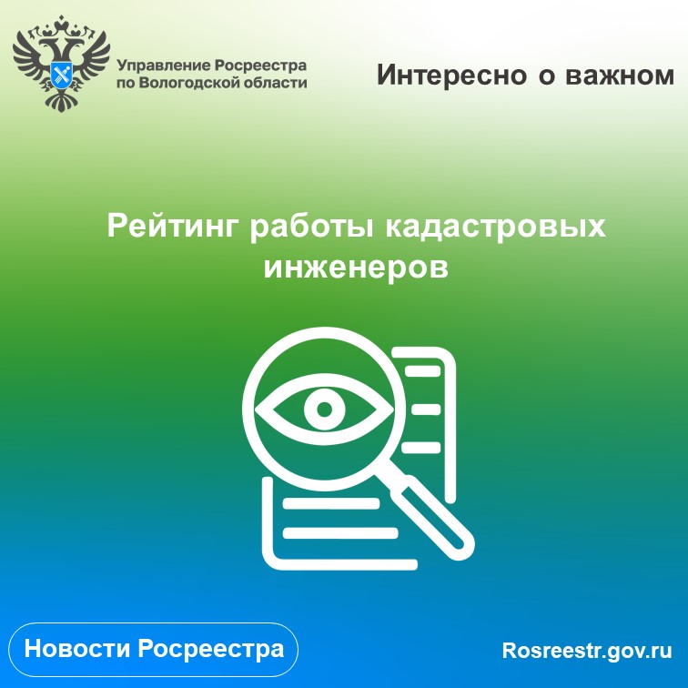 Управление Росреестра по Вологодской области подготовило рейтинг работы кадастровых инженеров.